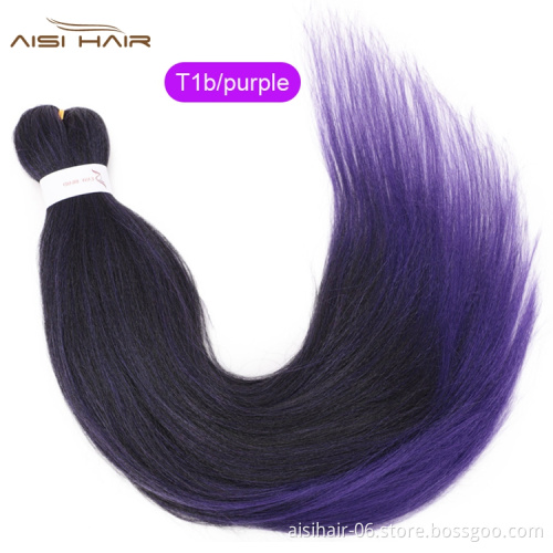 Aisi Hair High Quality Cheap Price Ombre Color Jumbo Fiber For Women Pre Stretched Synthetic Crochet Braiding Hair Extensions